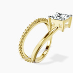 2.80 ct. princess Crest Wrap Four Prong Solitaire Lab Diamond Ring in 14kt yellow gold standing product image one