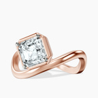 10kt Rose Gold Infinity Crest Four Prong Solitaire Lab Diamond Ring front image