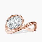 10kt Rose Gold Infinity Crest Four Prong Solitaire Lab Diamond Ring front image