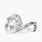 18kt White Gold Infinity Crest Four Prong Solitaire Lab Diamond Ring front image