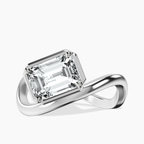 18kt White Gold Infinity Crest Four Prong Solitaire Lab Diamond Ring front image
