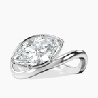 18kt White Gold Infinity Crest Four Prong Solitaire Lab Diamond Ring front image