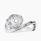 Platinum Infinity Crest Four Prong Solitaire Lab Diamond Ring front image