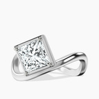 18kt White Gold Infinity Crest Four Prong Solitaire Lab Diamond Ring front image