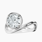 14kt White Gold Infinity Crest Four Prong Solitaire Lab Diamond Ring front image