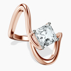 9ct Rose Gold Crest Sculpt Four Prong Solitaire Lab Diamond Ring front image
