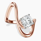 14ct Rose Gold Crest Sculpt Four Prong Solitaire Lab Diamond Ring front image