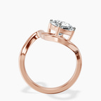 14ct Rose Gold Crest Sculpt Four Prong Solitaire Lab Diamond Ring side right image one