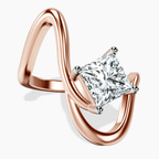 14ct Rose Gold Crest Sculpt Four Prong Solitaire Lab Diamond Ring front image