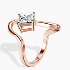 14ct Rose Gold Crest Sculpt Four Prong Solitaire Lab Diamond Ring standing product image one