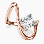 14ct Rose Gold Crest Sculpt Four Prong Solitaire Lab Diamond Ring front image