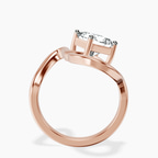 14ct Rose Gold Crest Sculpt Four Prong Solitaire Lab Diamond Ring side right image one