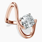 9ct Rose Gold Crest Sculpt Four Prong Solitaire Lab Diamond Ring front image