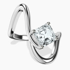 18ct White Gold Crest Sculpt Four Prong Solitaire Lab Diamond Ring front image
