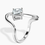 18ct White Gold Crest Sculpt Four Prong Solitaire Lab Diamond Ring standing product image one