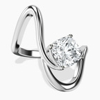 18ct White Gold Crest Sculpt Four Prong Solitaire Lab Diamond Ring front image