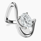 18ct White Gold Crest Sculpt Four Prong Solitaire Lab Diamond Ring front image