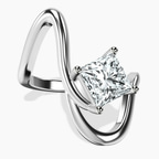 18ct White Gold Crest Sculpt Four Prong Solitaire Lab Diamond Ring front image