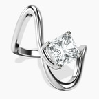 18ct White Gold Crest Sculpt Four Prong Solitaire Lab Diamond Ring front image