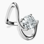 18kt White Gold Crest Sculpt Four Prong Solitaire Lab Diamond Ring front image