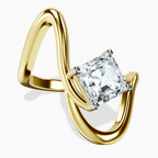 14ct Yellow Gold Crest Sculpt Four Prong Solitaire Lab Diamond Ring front image