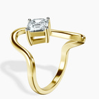 14ct Yellow Gold Crest Sculpt Four Prong Solitaire Lab Diamond Ring standing product image one