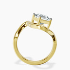 14ct Yellow Gold Crest Sculpt Four Prong Solitaire Lab Diamond Ring side right image one