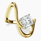 14ct Yellow Gold Crest Sculpt Four Prong Solitaire Lab Diamond Ring front image