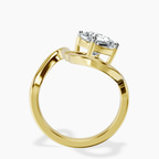 14ct Yellow Gold Crest Sculpt Four Prong Solitaire Lab Diamond Ring side right image one