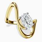 14ct Yellow Gold Crest Sculpt Four Prong Solitaire Lab Diamond Ring front image