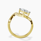 14ct Yellow Gold Crest Sculpt Four Prong Solitaire Lab Diamond Ring side right image one