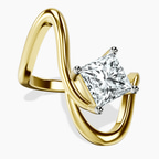 14ct Yellow Gold Crest Sculpt Four Prong Solitaire Lab Diamond Ring front image