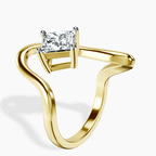 14ct Yellow Gold Crest Sculpt Four Prong Solitaire Lab Diamond Ring standing product image one