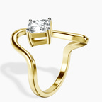 14ct Yellow Gold Crest Sculpt Four Prong Solitaire Lab Diamond Ring standing product image one