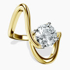 9ct Yellow Gold Crest Sculpt Four Prong Solitaire Lab Diamond Ring front image