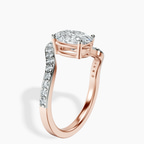 10kt Rose Gold Aria Crest Half Pave Lab Diamond Ring standing product image one