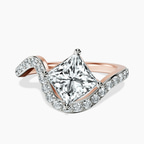 10kt Rose Gold Aria Crest Half Pave Lab Diamond Ring front image