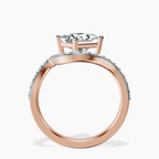 10kt Rose Gold Aria Crest Half Pave Lab Diamond Ring side right image one