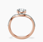 18kt Rose Gold Aria Crest Half Pave Lab Diamond Ring side right image one