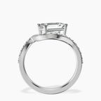 Platinum Aria Crest Half Pave Lab Diamond Ring side right image one