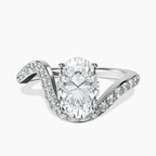 Platinum Aria Crest Half Pave Lab Diamond Ring front image