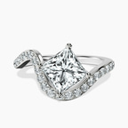Platinum Aria Crest Half Pave Lab Diamond Ring front image