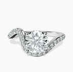 14kt White Gold Aria Crest Half Pave Lab Diamond Ring front image