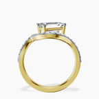 18kt Yellow Gold Aria Crest Half Pave Lab Diamond Ring side right image one