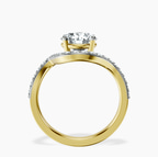 9ct Yellow Gold Aria Crest Half Pave Lab Diamond Ring side right image one