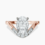 10kt Rose Gold Curved Crest Lab Diamond Ring front image