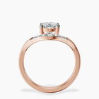 10kt Rose Gold Curved Crest Lab Diamond Ring side right image one
