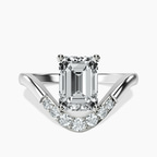 14kt White Gold Curved Crest Lab Diamond Ring front image