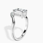 14kt White Gold Curved Crest Lab Diamond Ring standing product image one