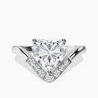 14kt White Gold Curved Crest Lab Diamond Ring front image